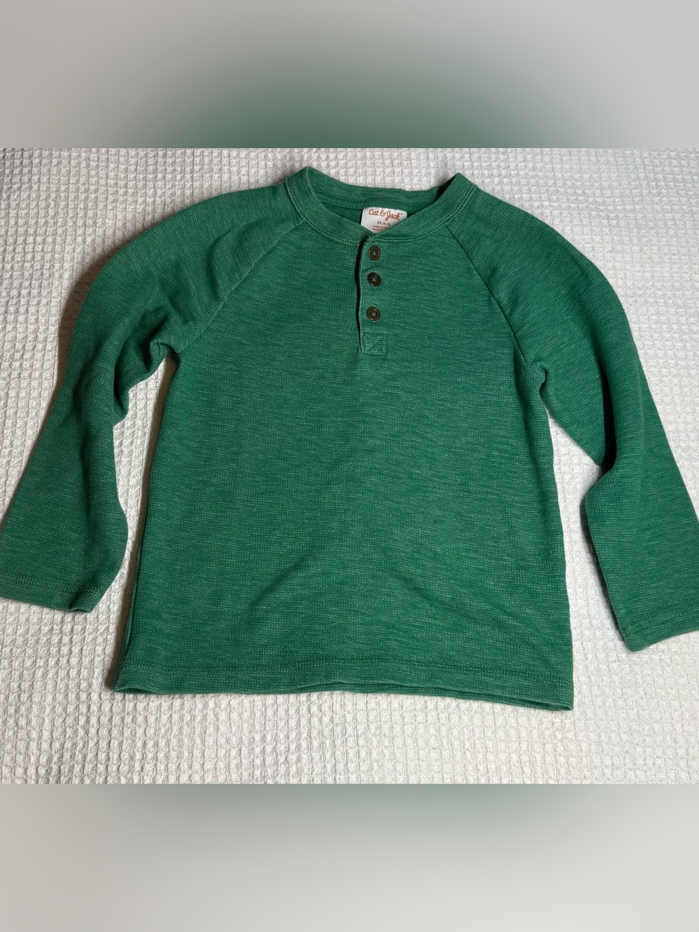 Cat & Jack Emerald Green Boys Henley Crewneck
